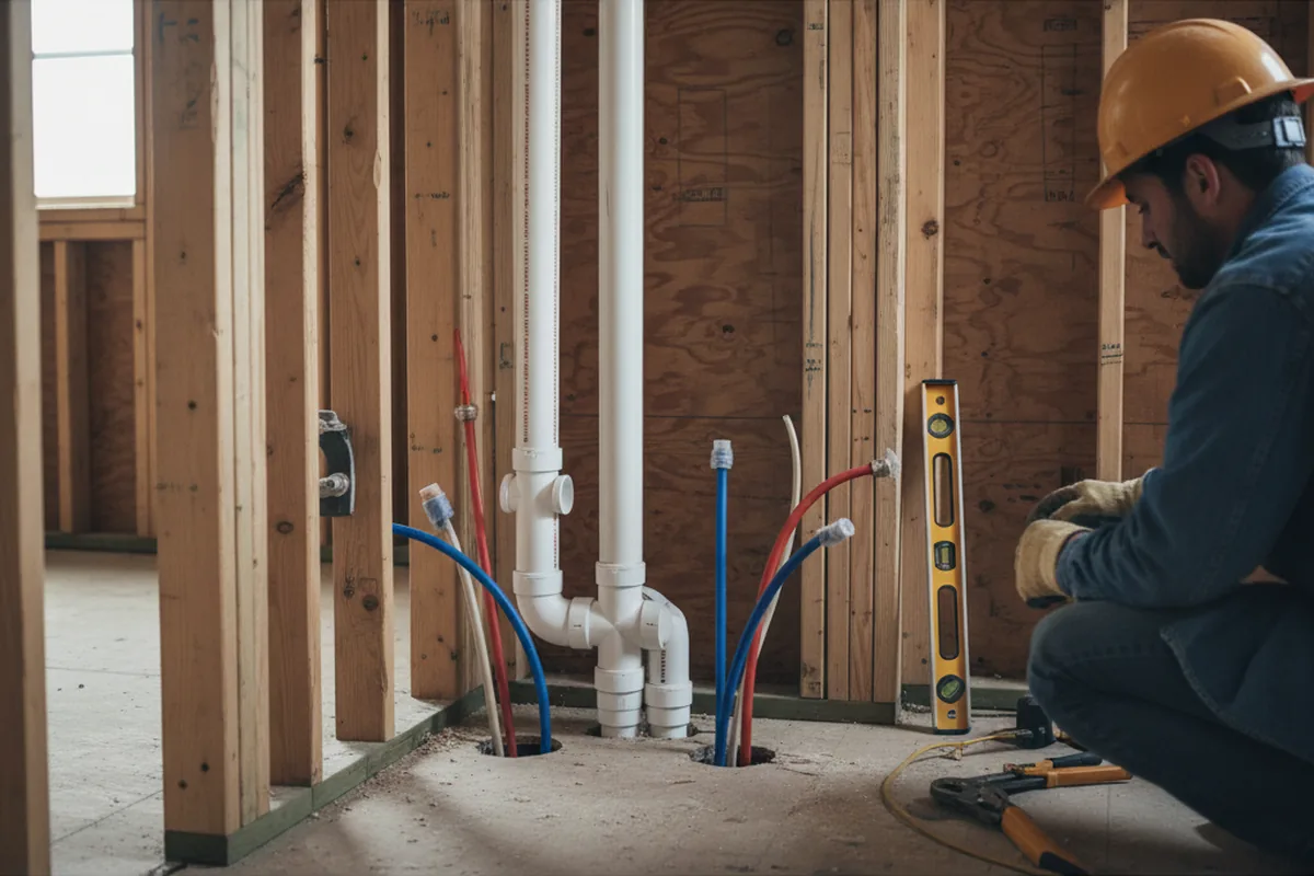 Drain and supply rough-in during Leak Detection in Portola Valley