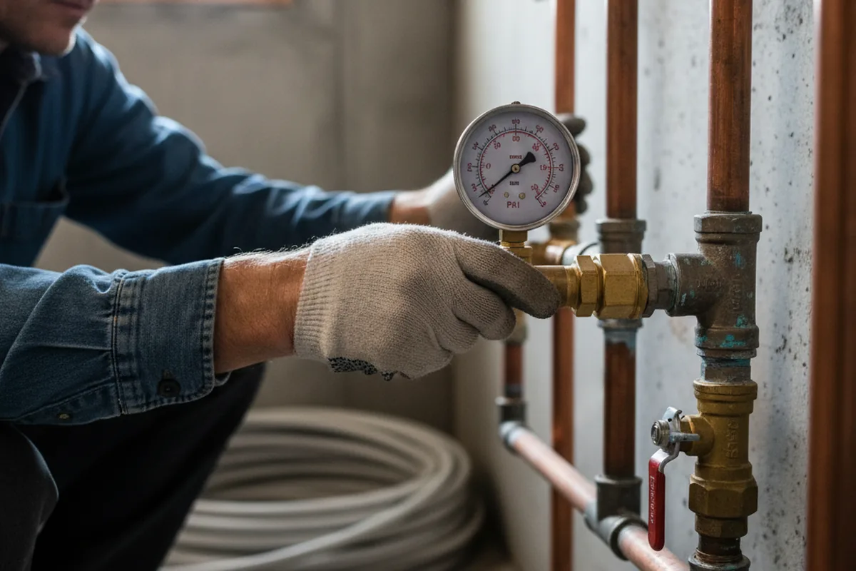 Pressure testing a repaired line during Water Line Repair in Portola Valley